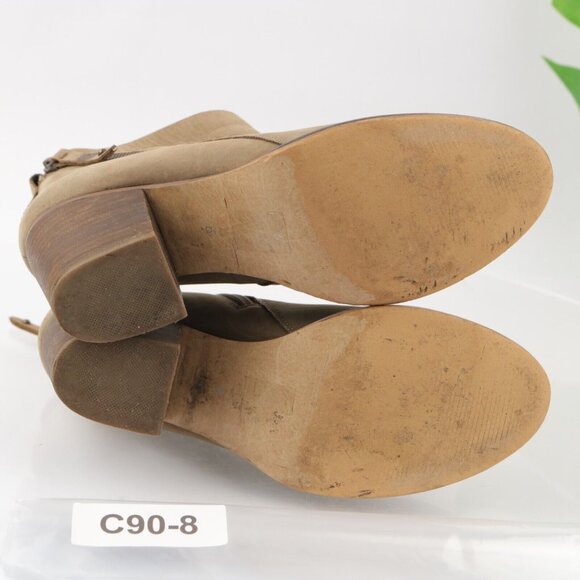 Blondo Women Nivada Boot Size 8 Waterproof Taupe Tan Leather Block Heel Side Zip - Picture 9 of 13